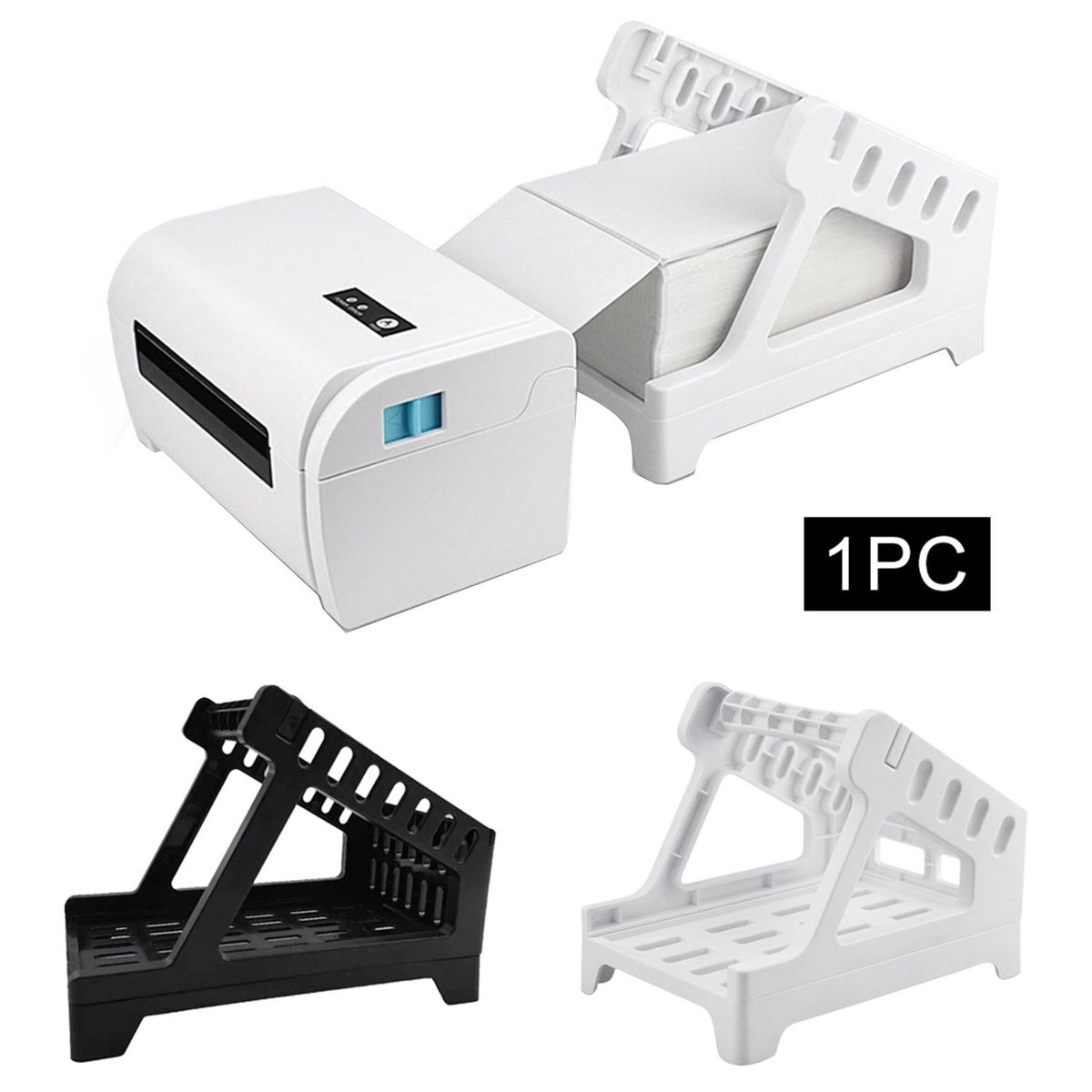 2PCS Universal Fanfold Stand Desktop Printer Thermal Label Holder Storage Accessories Office School-Black