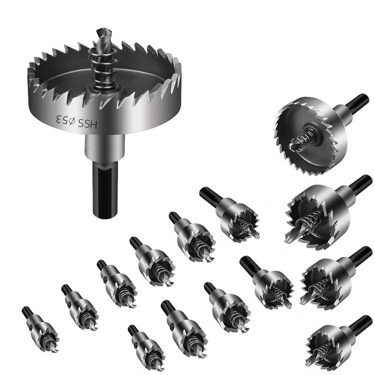 15pcs HSS Drill Bit Hole Saws Set Iron Sheet Hole Drilling