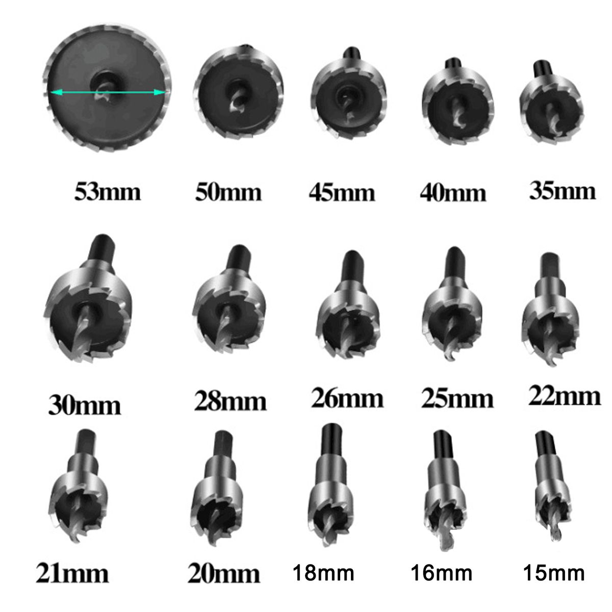 15pcs HSS Drill Bit Hole Saws Set Iron Sheet Hole Drilling
