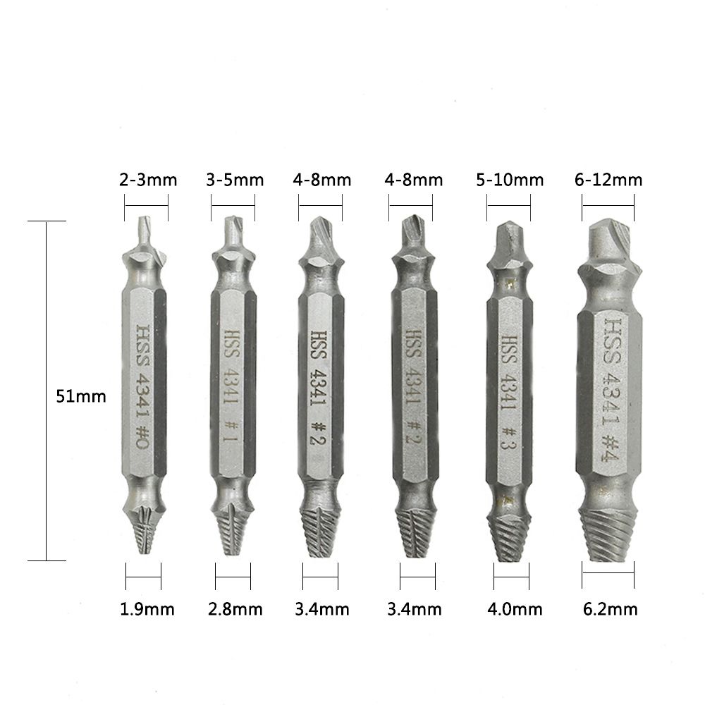 6 Pcs Drill Bit Set Broken Head Screw Removal Tool Bolt