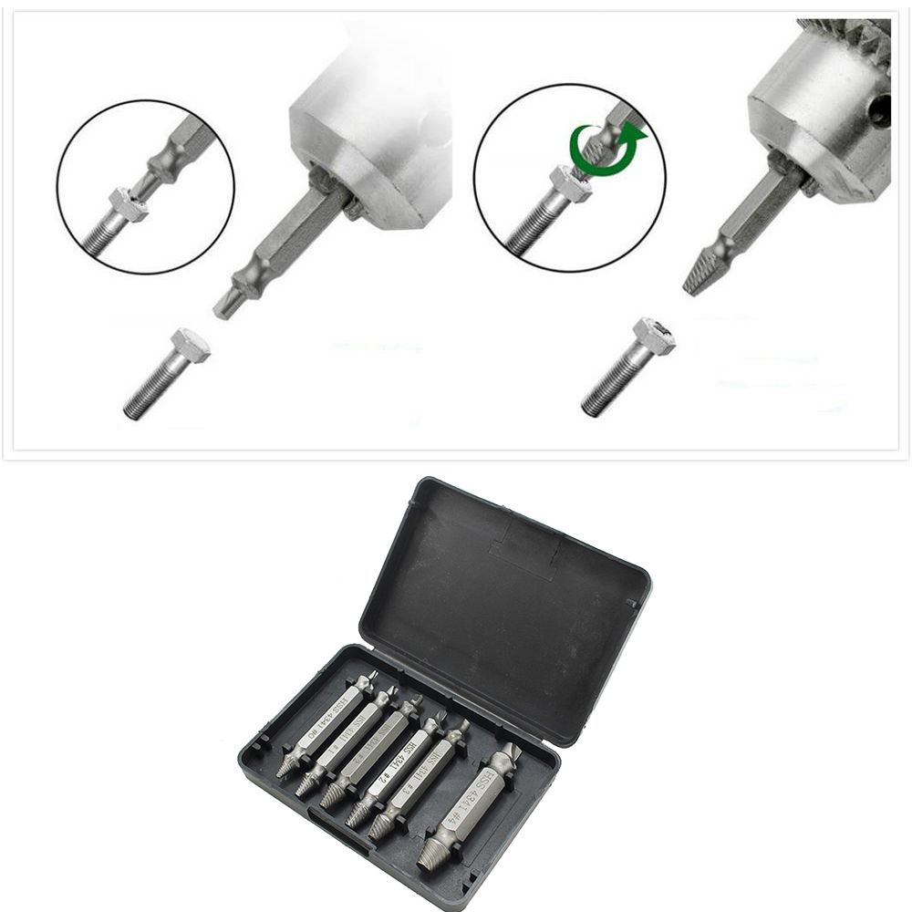 6 Pcs Drill Bit Set Broken Head Screw Removal Tool Bolt