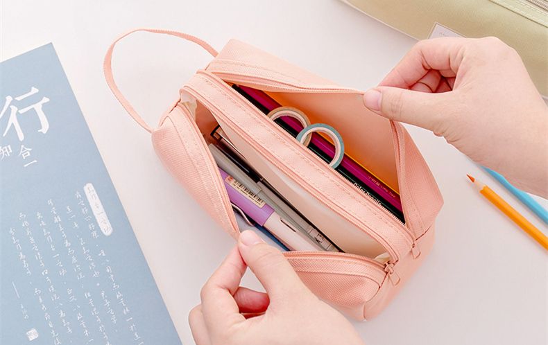 Double Sided Stationery Pencil Case Organizer - Pink