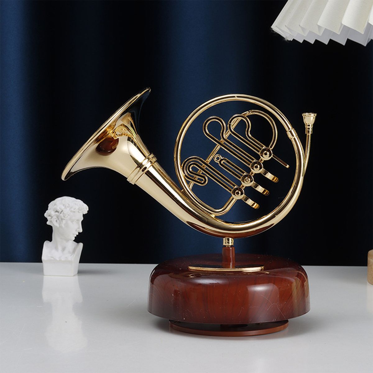 French Horn Music Box Classical Wind Up Musicbox Twirling