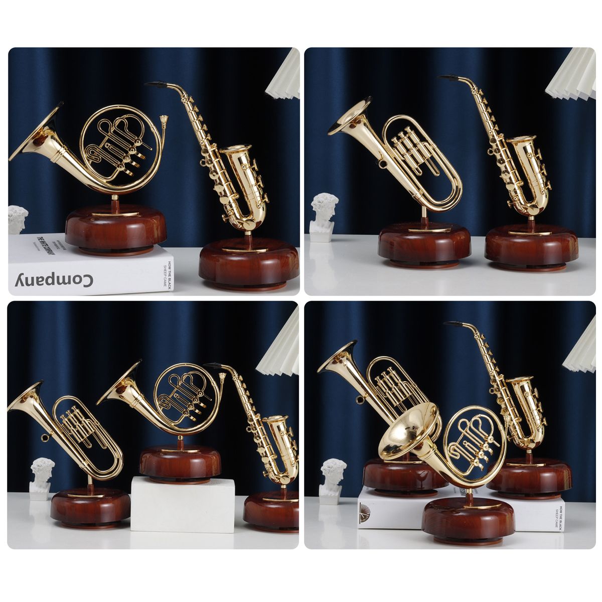 French Horn Music Box Classical Wind Up Musicbox Twirling