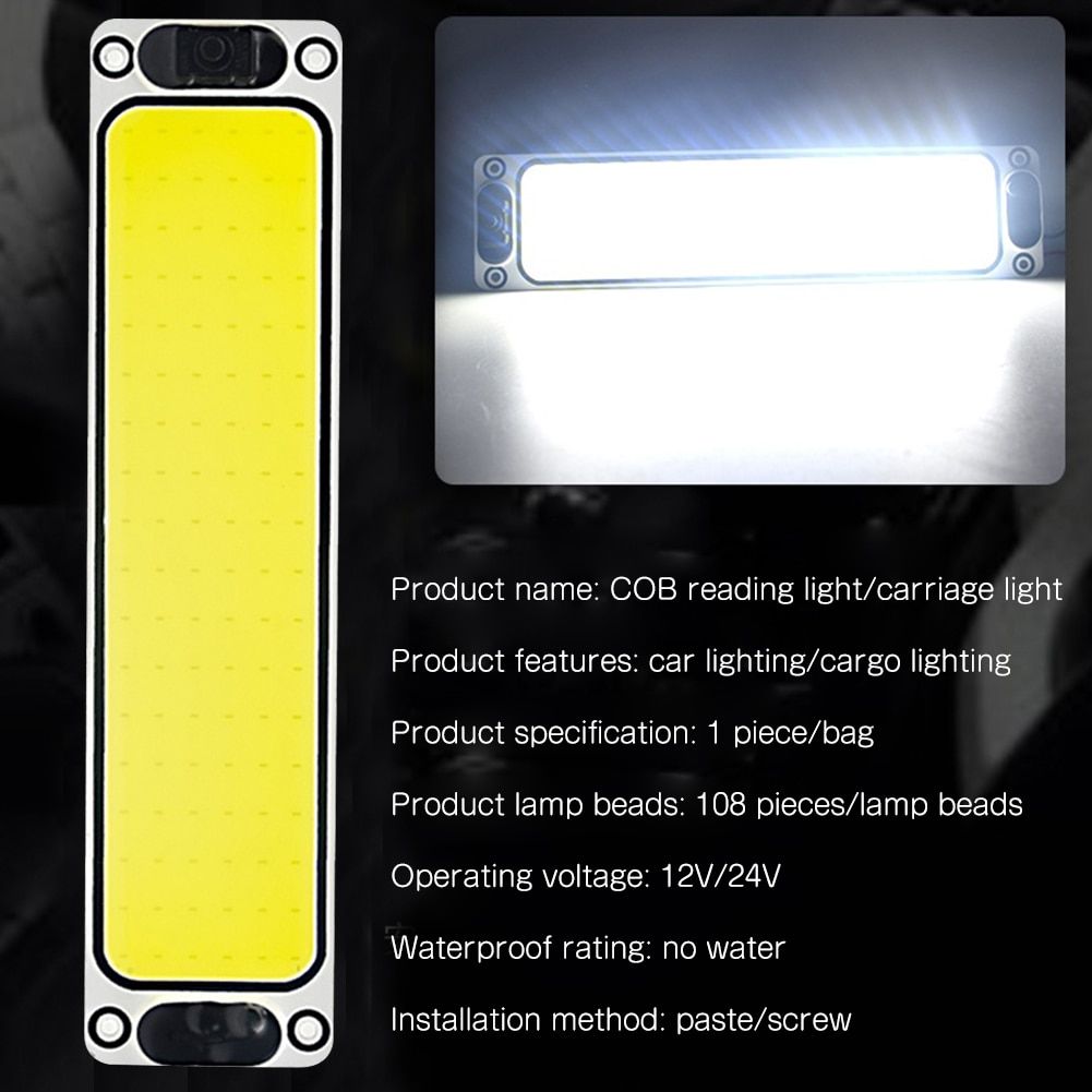 2pcs  Cob 108 SMD Led 12v 24v Panel Dome Lamp Auto Car Interior Reading Plate Light Roof Ceiling
