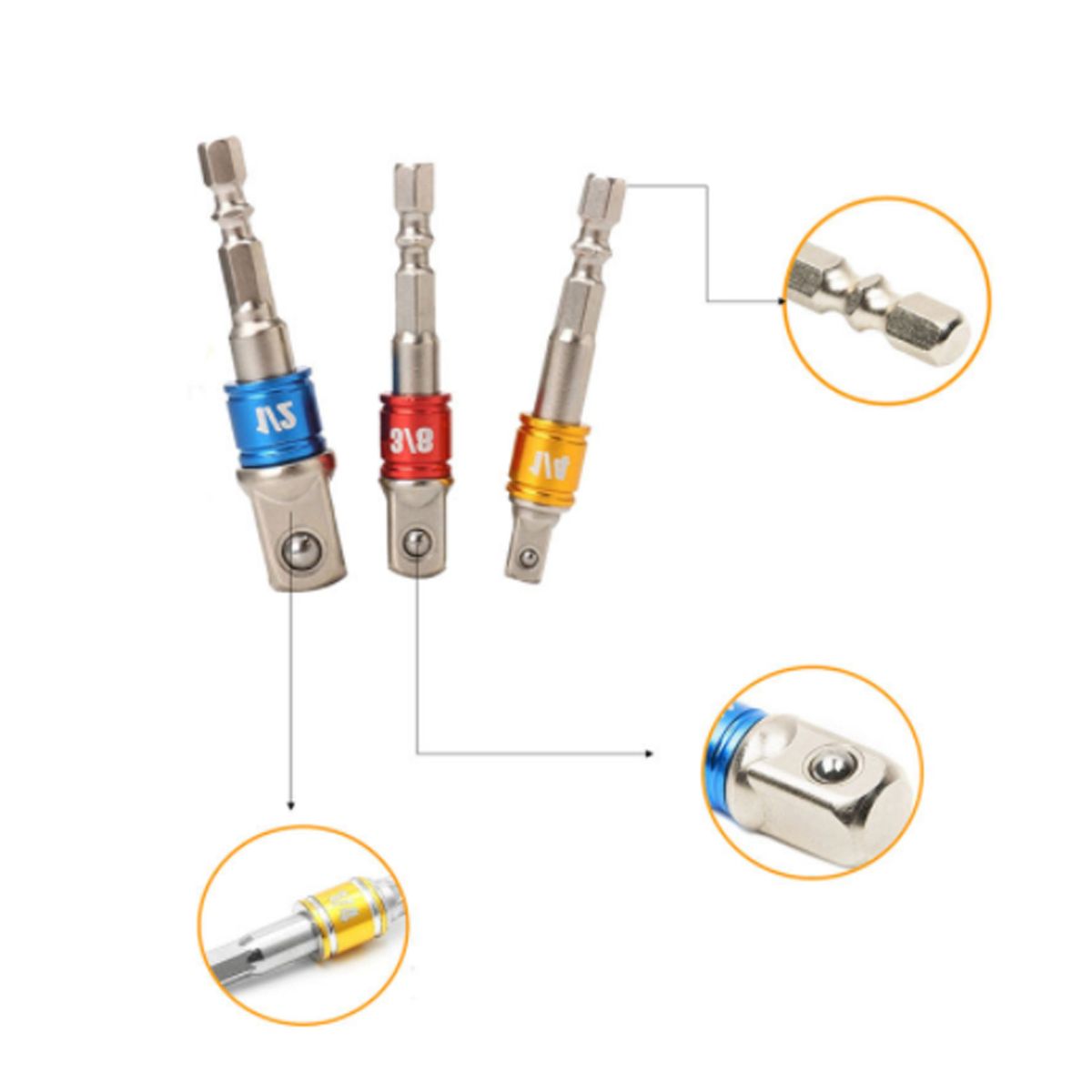 3PCS Impact Grade Socket Adapter / Extension Set Turns Power