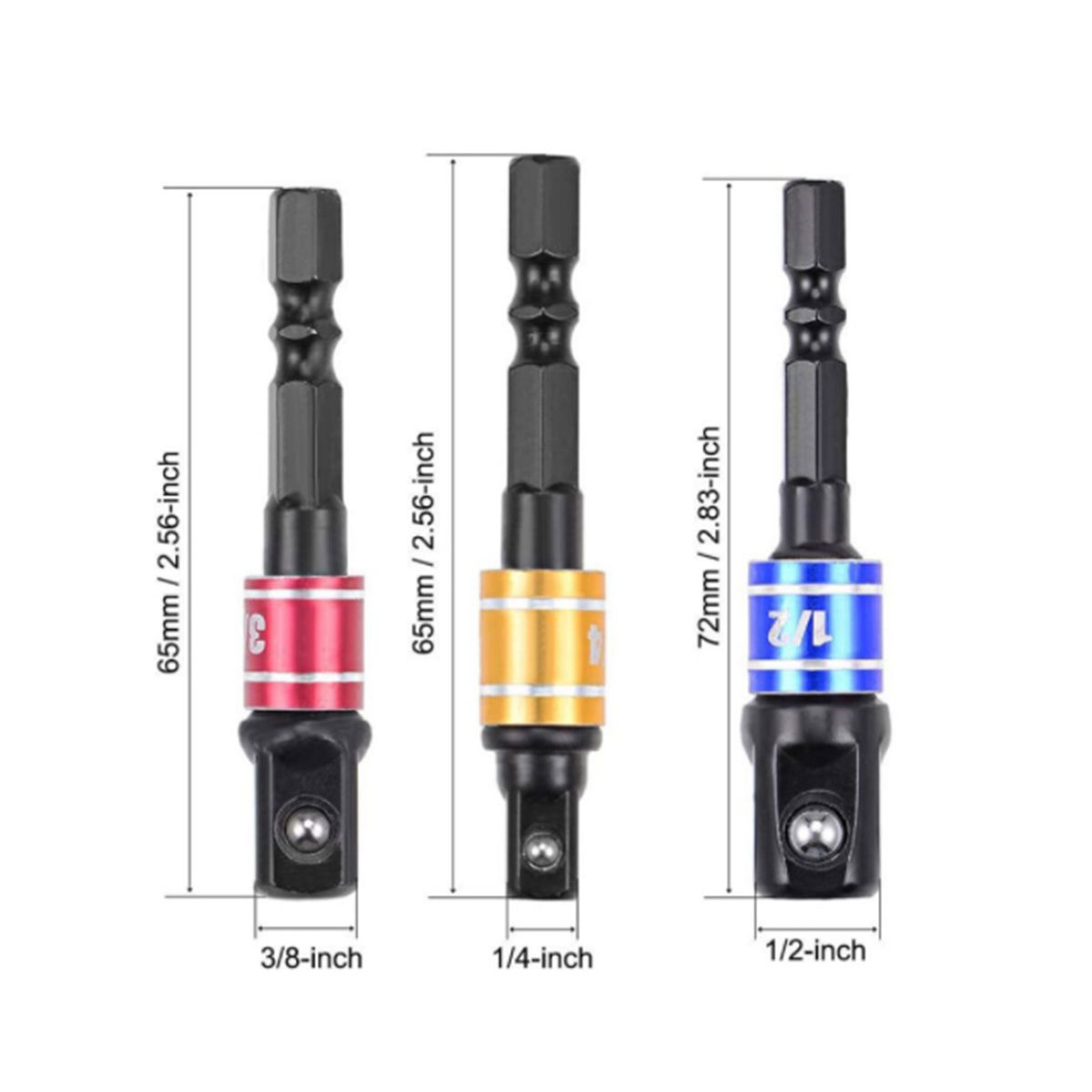 3PCS Impact Grade Socket Adapter / Extension Set Turns Power