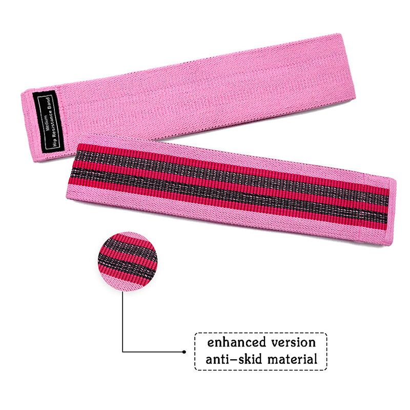 Yoga Elastic Hip Circle Band Squat Resistance Hip Belt Tension Portable Yoga Gym Training Band Tension Band Blue/Purple/ Pink Black Net Bag For Home Gym Travel Pink
