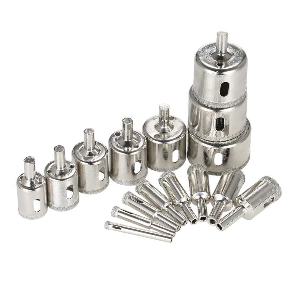16PCS 6-50mm Glass Hole Saw Kit Diamond Coated Core Hole Saw