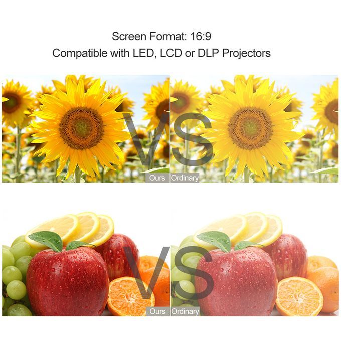 70-inch Portable Projector Screen HD 16:9 Frameless Video