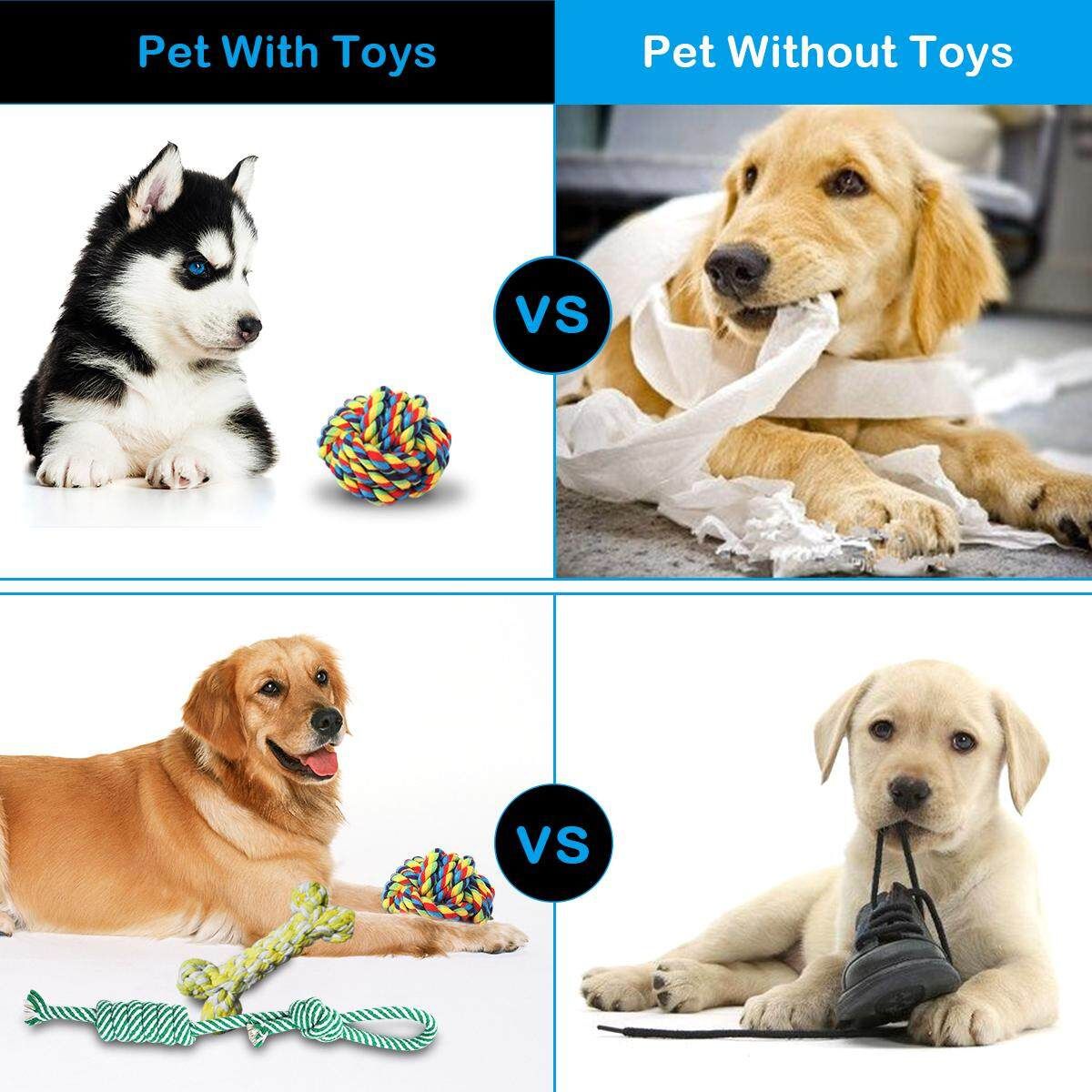 10x Lovely Puppy Dog Pet Chew Toy Cotton Braided Bone Rope Chew Knot
