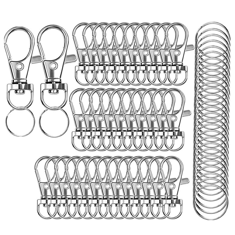 120 Rotating Snap Hooks with Key Ring, Metal Lobster Claw Clasp, Handmade Key Ring 1.45 Inch/37 mm