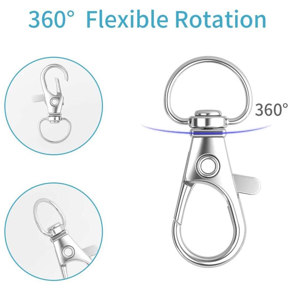 120 Rotating Snap Hooks with Key Ring, Metal Lobster Claw Clasp, Handmade Key Ring 1.45 Inch/37 mm