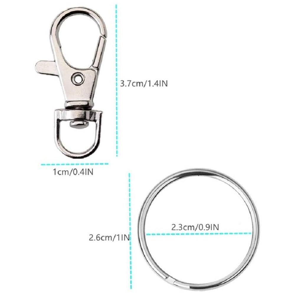 120 Rotating Snap Hooks with Key Ring, Metal Lobster Claw Clasp, Handmade Key Ring 1.45 Inch/37 mm