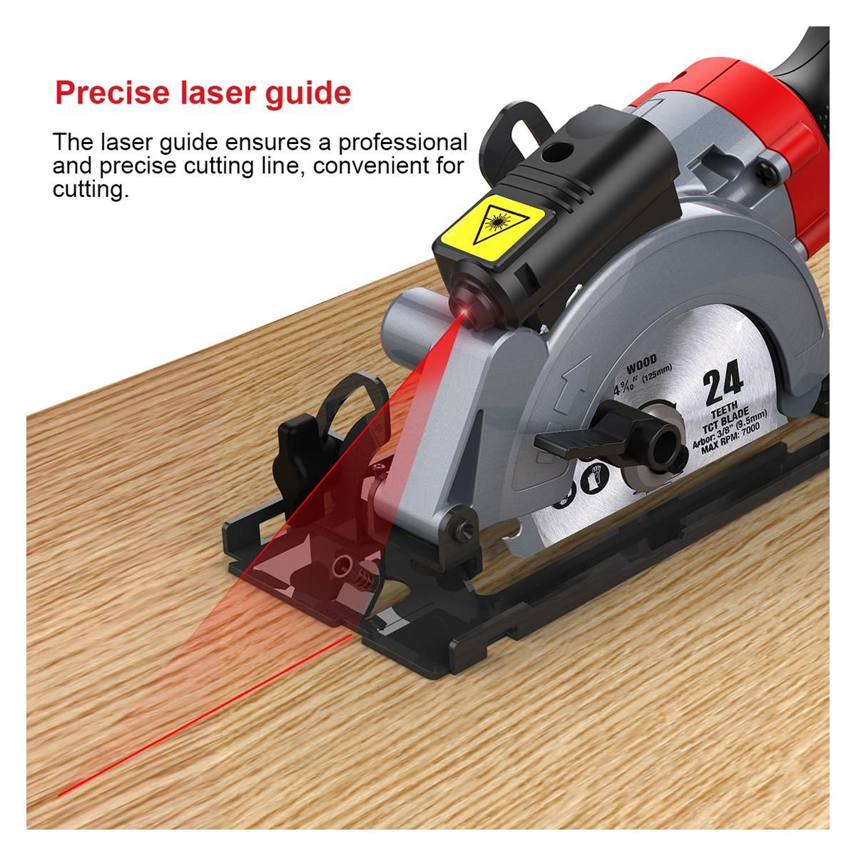 Mini Circular Saw,  750W  6.2A  3500RPM Compact Circular Saw with Laser Electric Saw with 3 Saw Blades Cutting Depth 90° (48mm), 45° (32mm) Ideal for Wood, PVC Pipe, Soft Metal, Tile, Plastic