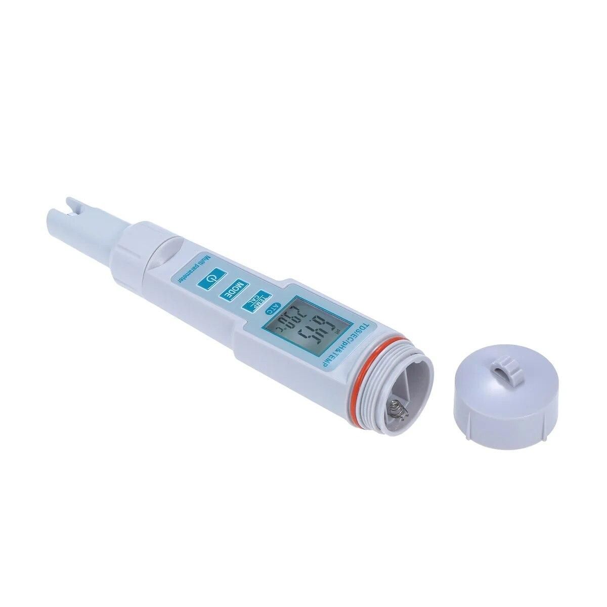 4 in 1 Water Quality Tester pH/EC/TDS/Temperature Meter IP55 Waterproof Automatic Shutdown Backlight Display Tester White PH-686