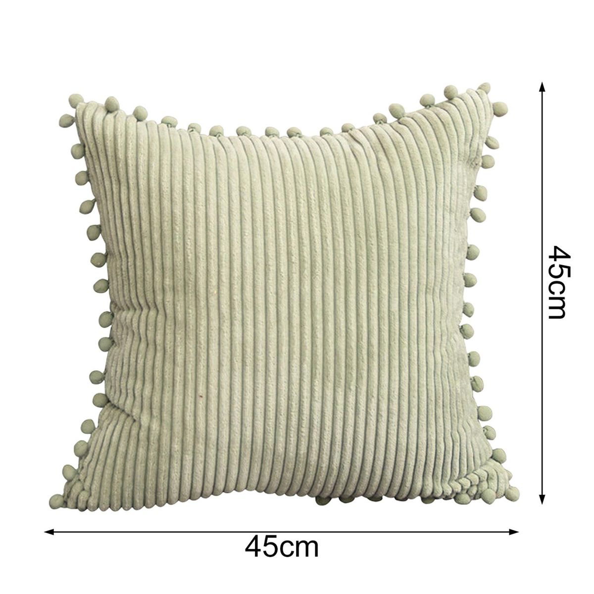 Throw Pillow Cover Nordic Style INS Striped Tassel Ball Sofa Cushion Cover Light Green