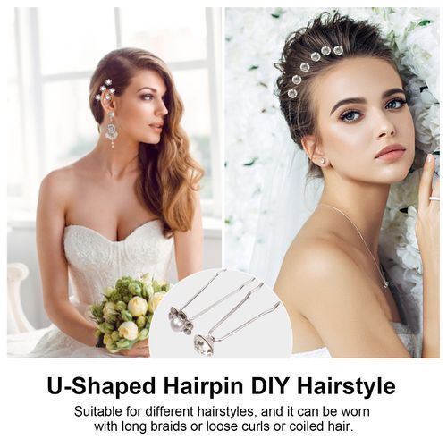 40pcs Bridal Clear Crystal Rhinestone U-shaped Hair Pins