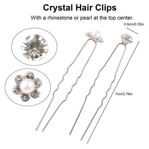 40pcs Bridal Clear Crystal Rhinestone U-shaped Hair Pins