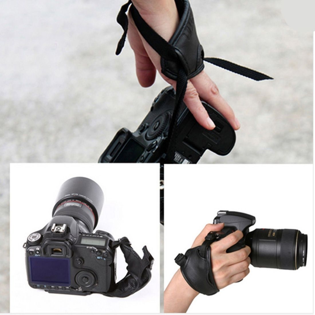 Hand Grip Soft PU Leather Wrist Strap For Nikon / Canon /