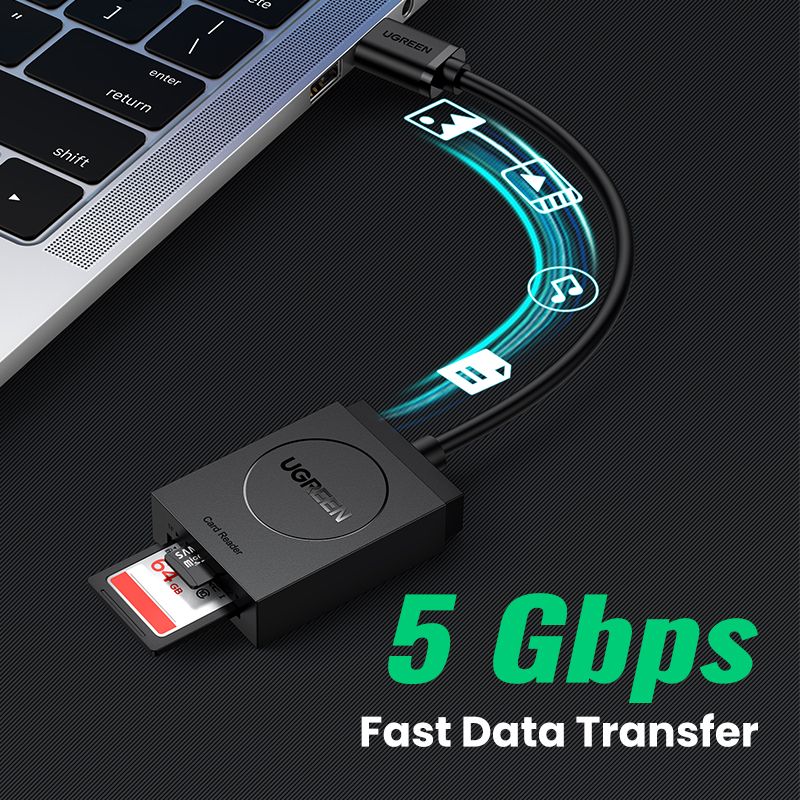 SD Card Reader USB 3.0 2 Slots Flash Memory TF SD Micro SDXC