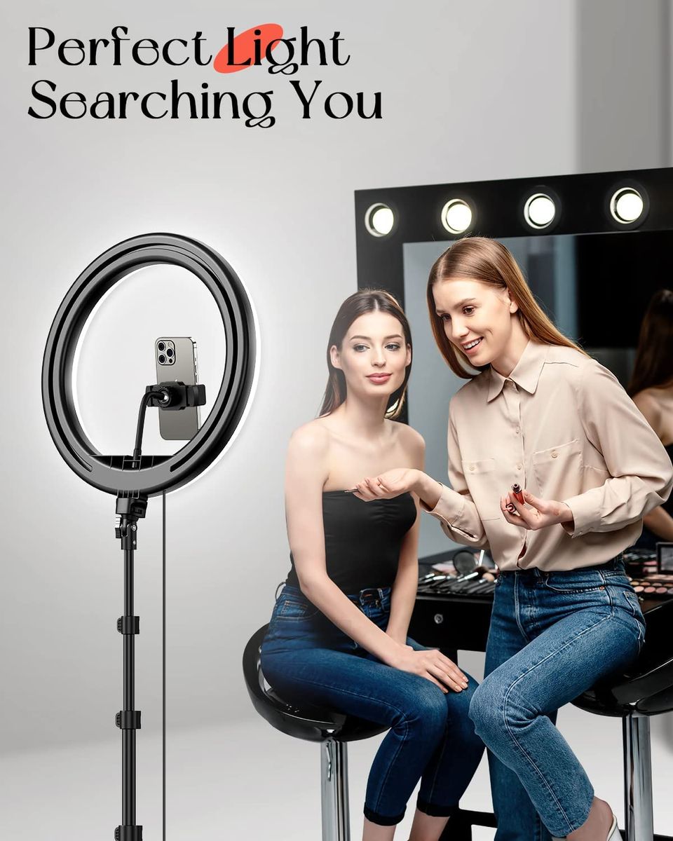 10 Inch LED RingLight With BT Remote For Live Videos, Makeup,YouTubing And Microphone