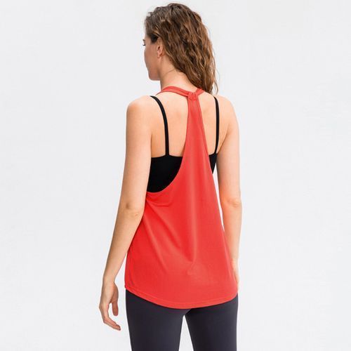 Women's Sports Blouse Breathable Fitness Vest Running Sleeveless Top（Red）