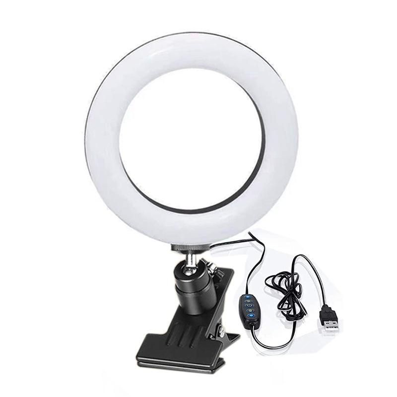 4 inch aluminum shell 5 color temperature computer video conference live broadcast fill light 12cm five color temperature clip beauty ring light 4.5-inch gimbal vigorously clamp fill light