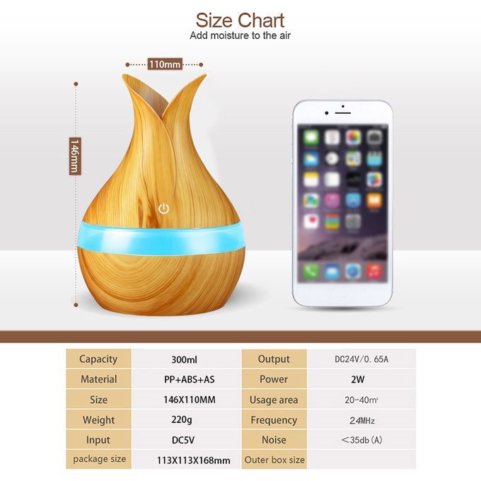 300ml Air Humidifier USB Air Diffuser Essential Oil