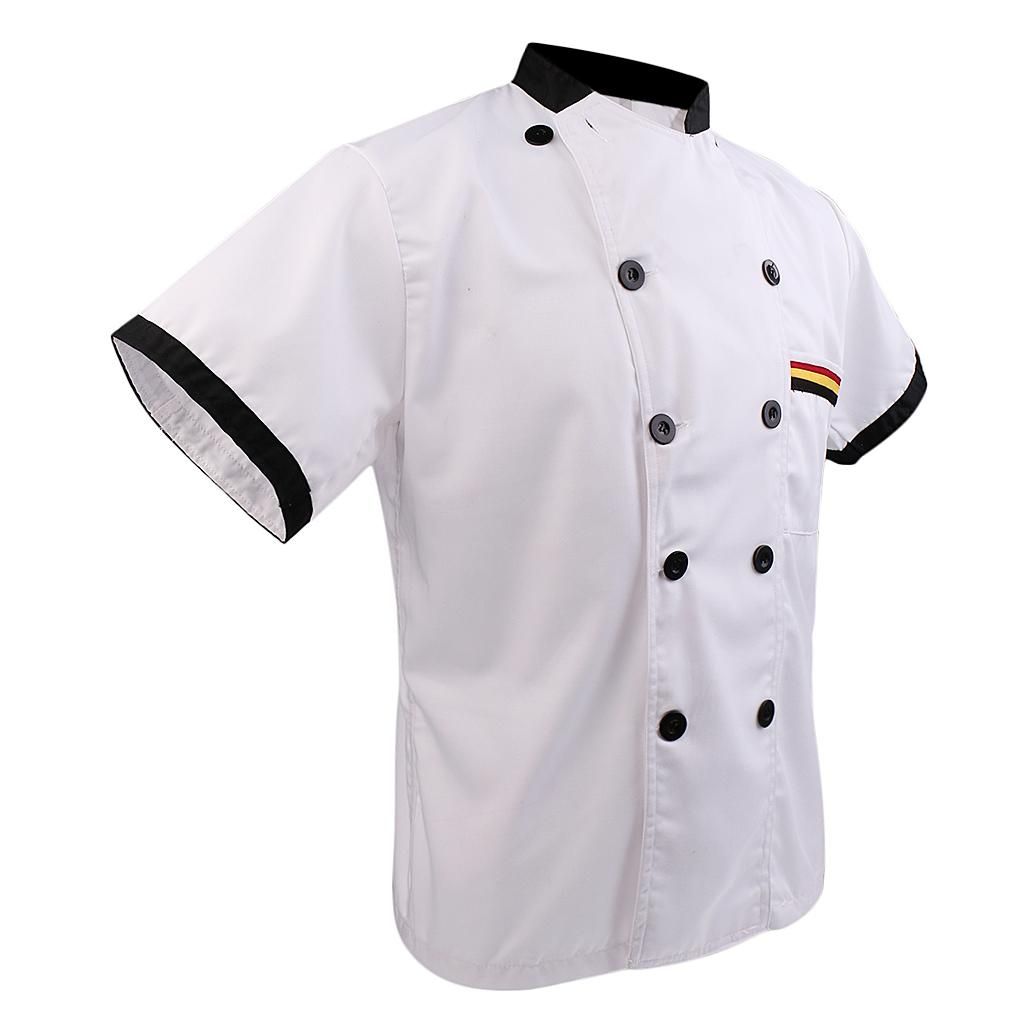 Men Women Chef Uniform Double Breasted Cook Jacket Coat 2XL White
