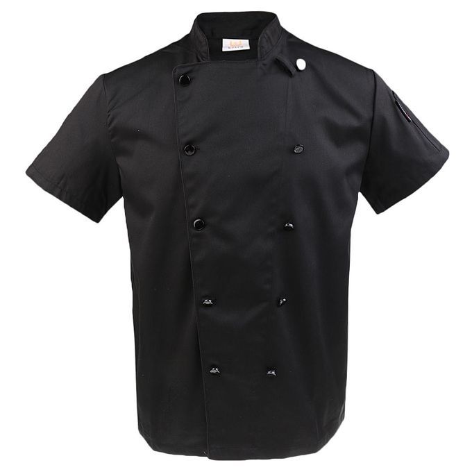 Unisex Men Women Long/Short Sleeve Traditional Chef Jacket 2XL Black