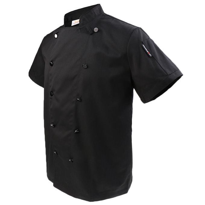 Unisex Men Women Long/Short Sleeve Traditional Chef Jacket 2XL Black
