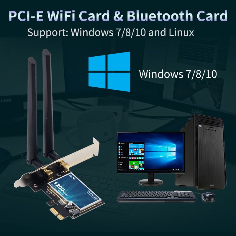 Dual Band 1200Mbps Wireless PCI-e Desktop 802.11ac Wlan