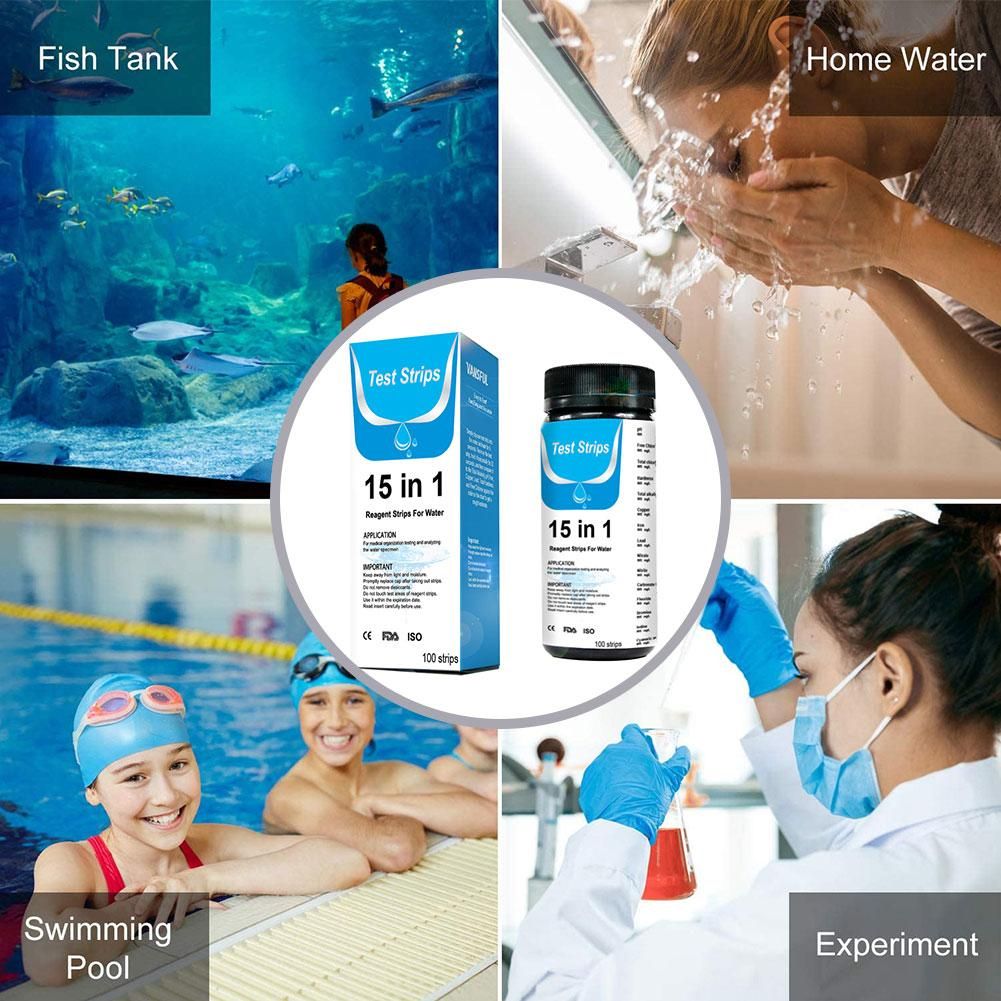 100pcs 15-in-1 PH Test Paper Water Test Strip For Aquarium Fish Tank Swimming Pool Ponds Drinking Water Quality PH Nitrite Test