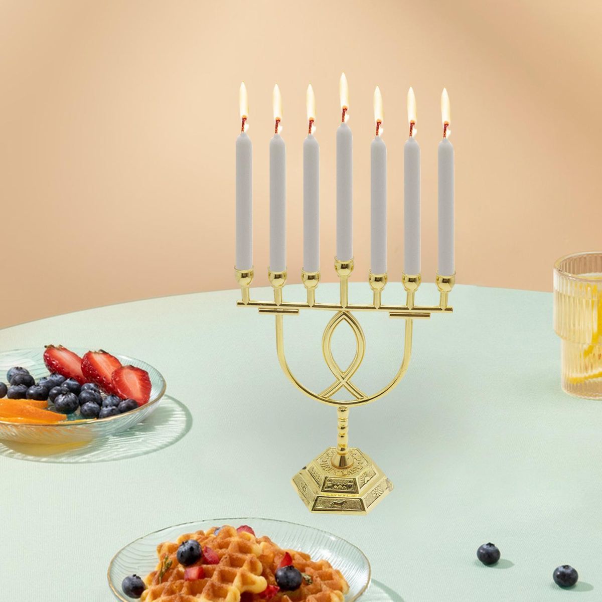 Candle Holder Menorah Candle Stand 7 Branch Chanukah
