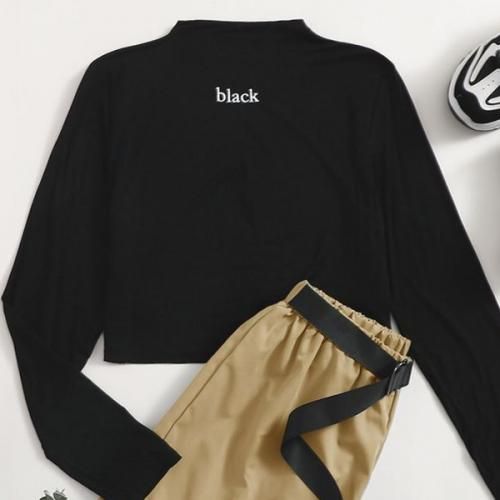 Black Crop Top And Cargo Pant