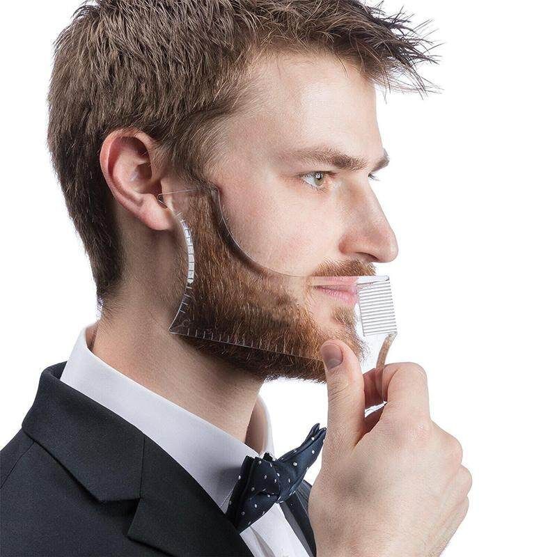 New Double-side Beard Shaping Styling Template ABS Beard Comb Men Shaving Tools For Hair Beard Trim Template Face Beauty Tool --Transparent