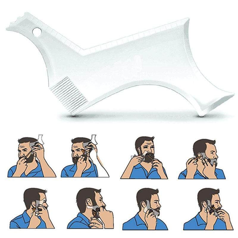 New Double-side Beard Shaping Styling Template ABS Beard Comb Men Shaving Tools For Hair Beard Trim Template Face Beauty Tool --Transparent