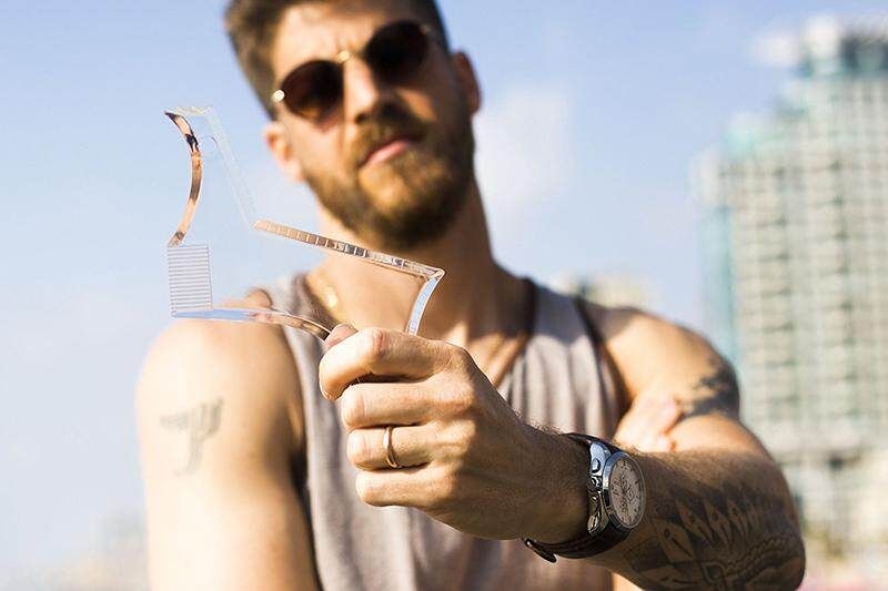 New Double-side Beard Shaping Styling Template ABS Beard Comb Men Shaving Tools For Hair Beard Trim Template Face Beauty Tool --Transparent