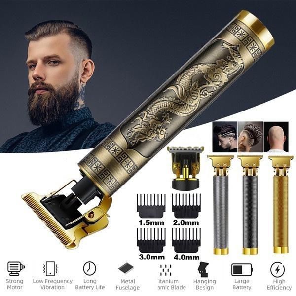 Rechargeable Metal Simple Style Hair Clipper -Black/Gold