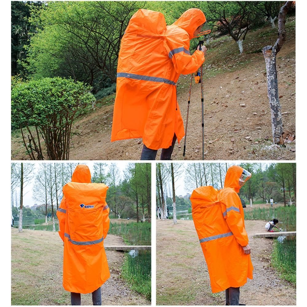 Hooded Rain Poncho for Adults High-visibility Reflective Waterproof Raincoat Jacket with Backpack Cover for Men Women Outdoor Rain Gear