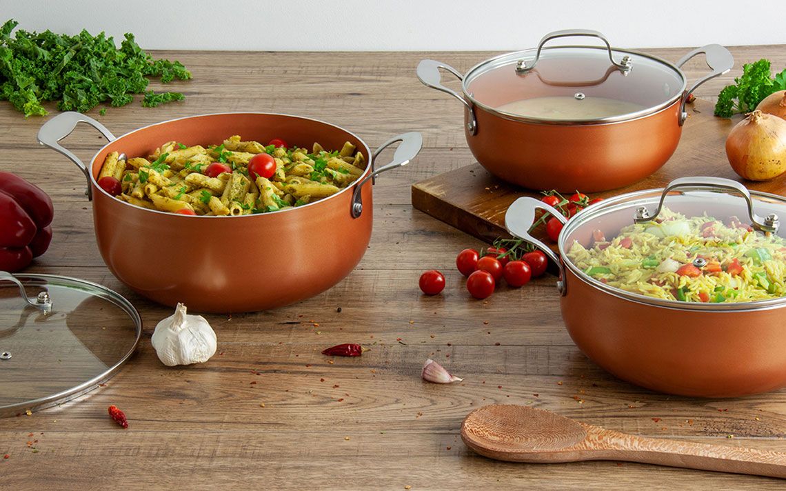 Aeris 3-pc Non-stick Copper Casserole Set