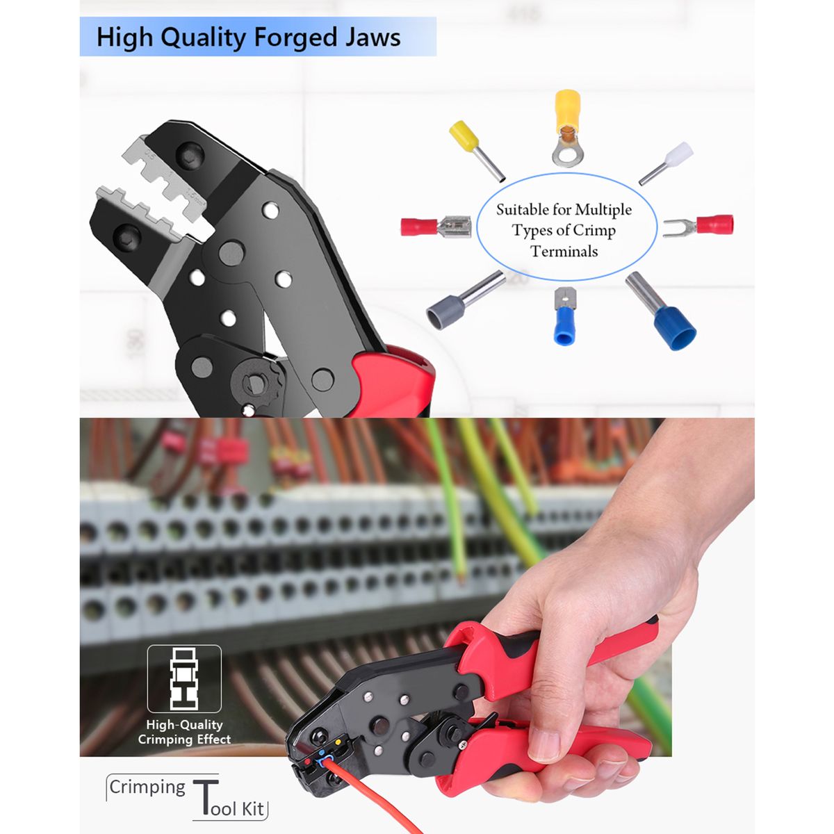 Crimping Tool Kit With Bag Cable Ratchet Crimping Pliers