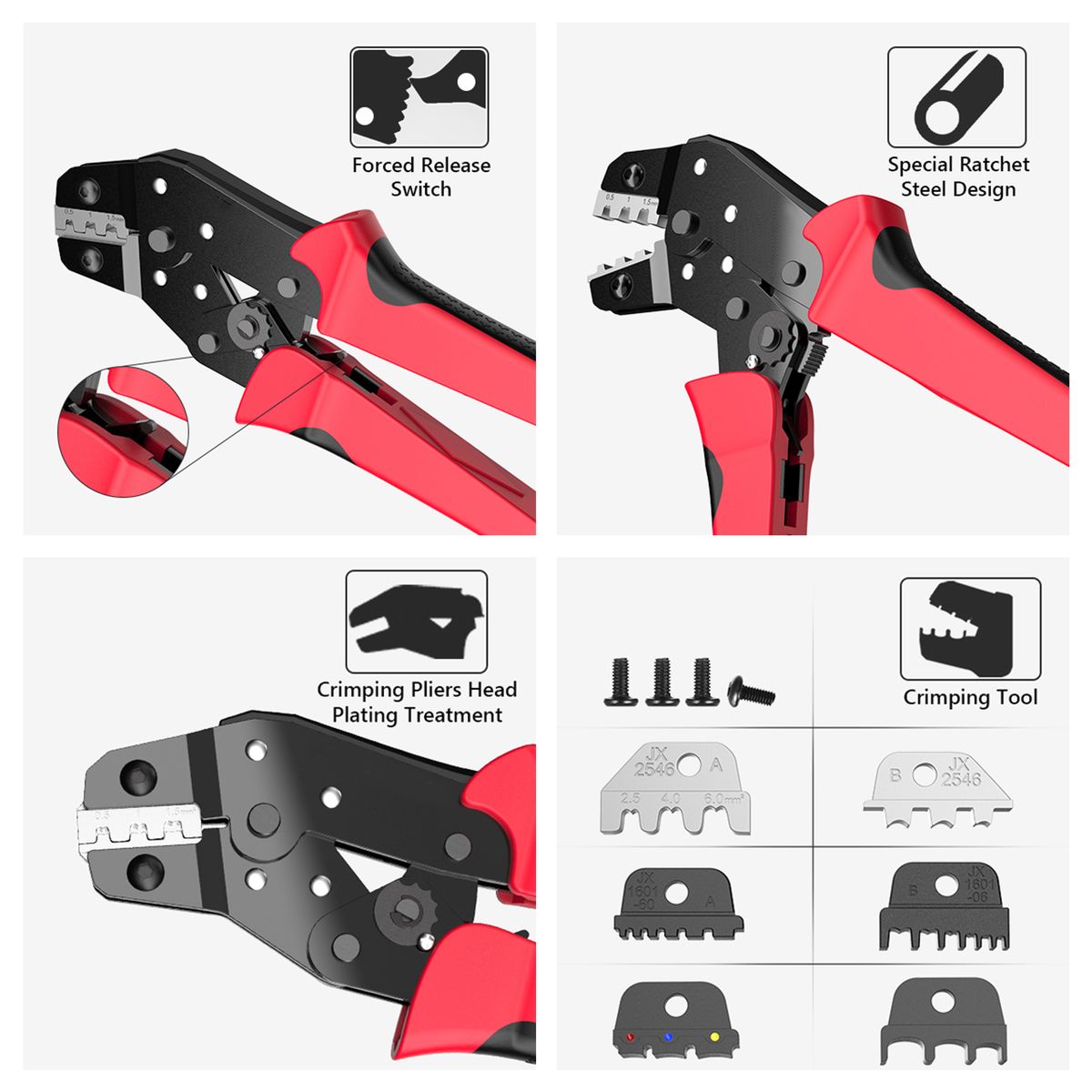 Crimping Tool Kit With Bag Cable Ratchet Crimping Pliers