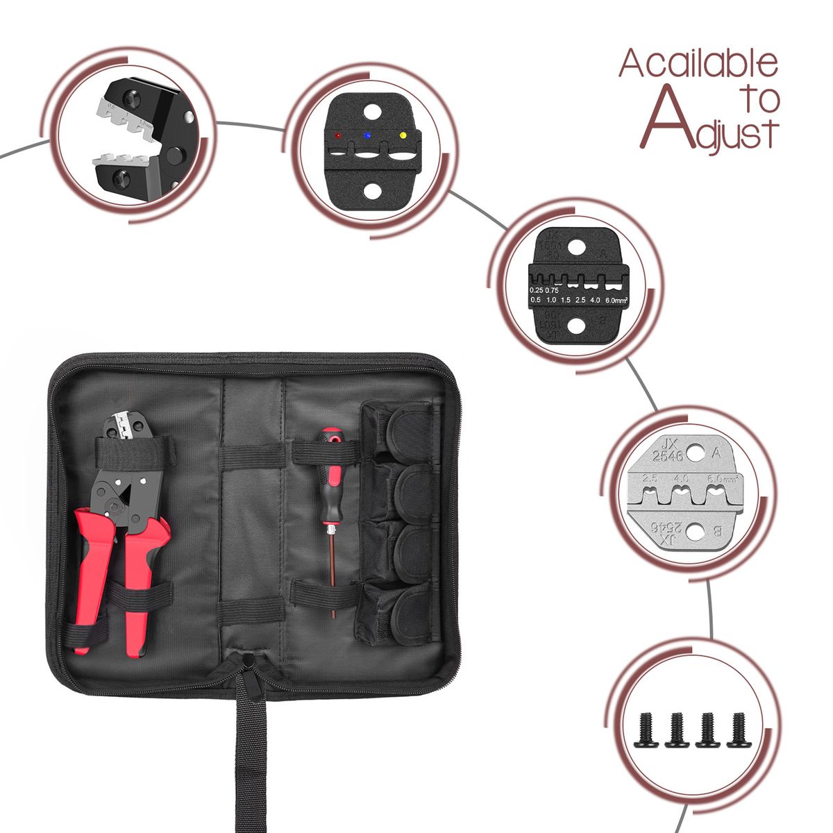 Crimping Tool Kit With Bag Cable Ratchet Crimping Pliers