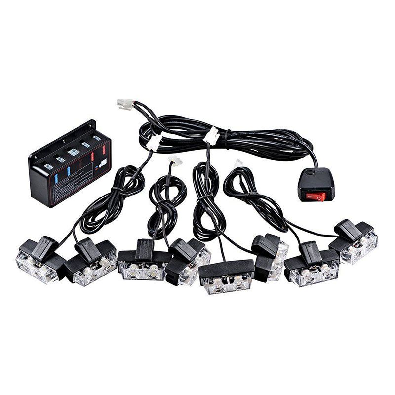 Aeing Red Blue Amber White 8x2 Police Car Led Flash Strobe