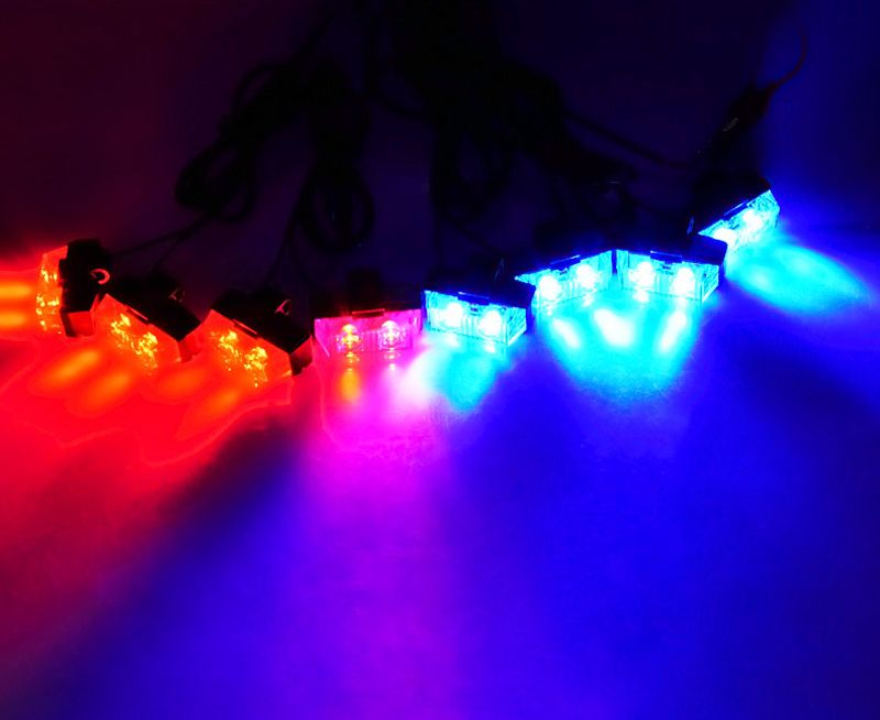 Aeing Red Blue Amber White 8x2 Police Car Led Flash Strobe