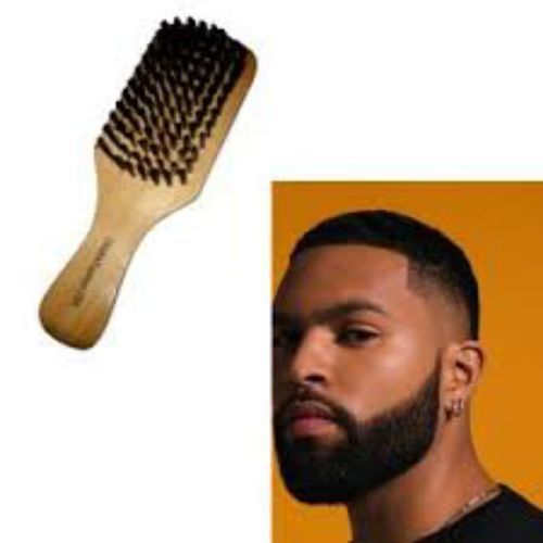 Gents Mens Wooden Natural Bristle Beard Brush With Handle