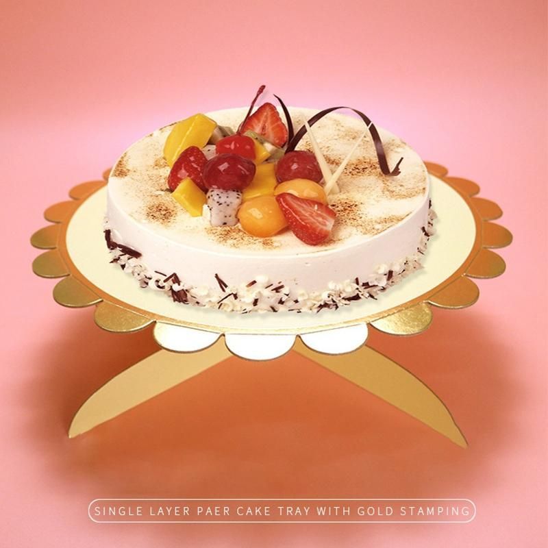 4Pcs Paper Cake Tray Flower Shape Single Layer Dessert