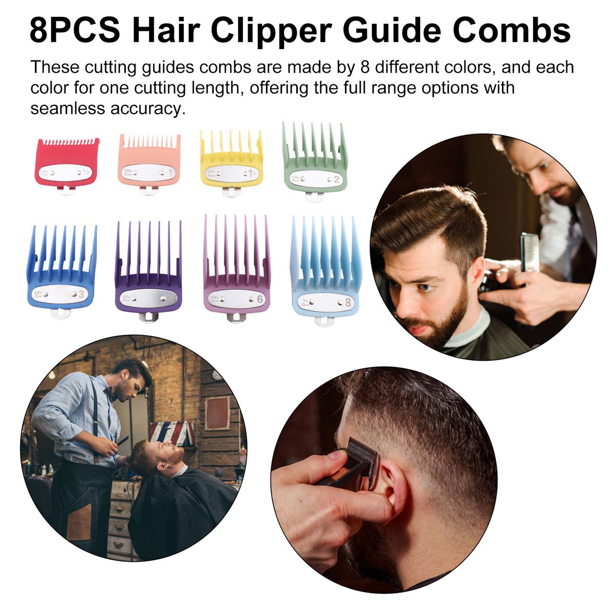 8PCS Hair Clipper Guide Combs Hair Clipper Guards Cutting